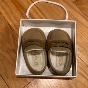 Mayoral Newborn tan loafers leather and suede